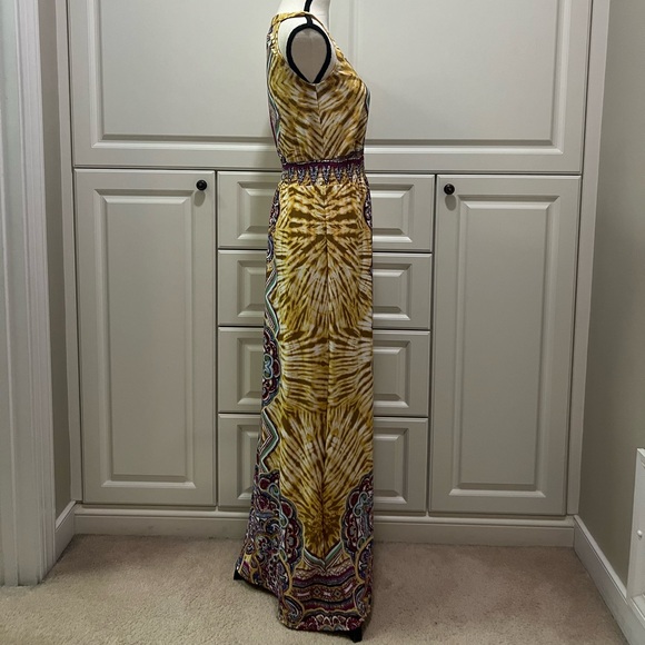 NWOT ECI New York Yellow | Purple printed maxi dress size S - Picture 5 of 10